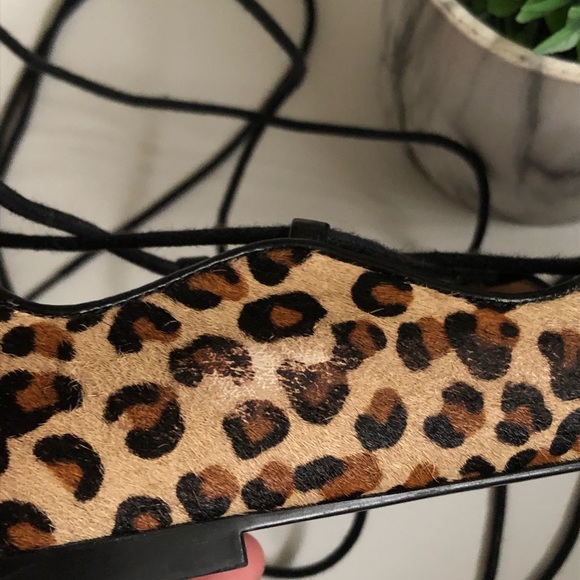 ZARA Leopard Print Lace Up Flats - Picture 8 of 11